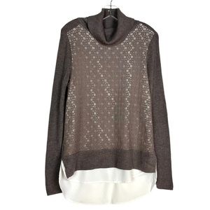 Simply Vera Vera Wang Layered Turtleneck Sweater with Lace Front